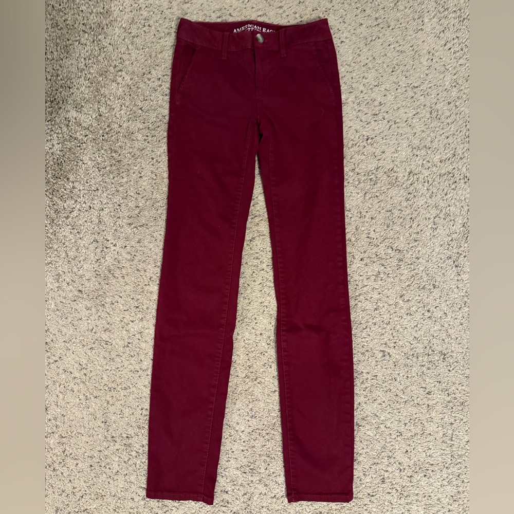 American Eagle Outfitters Maroon Super Stretch Pants